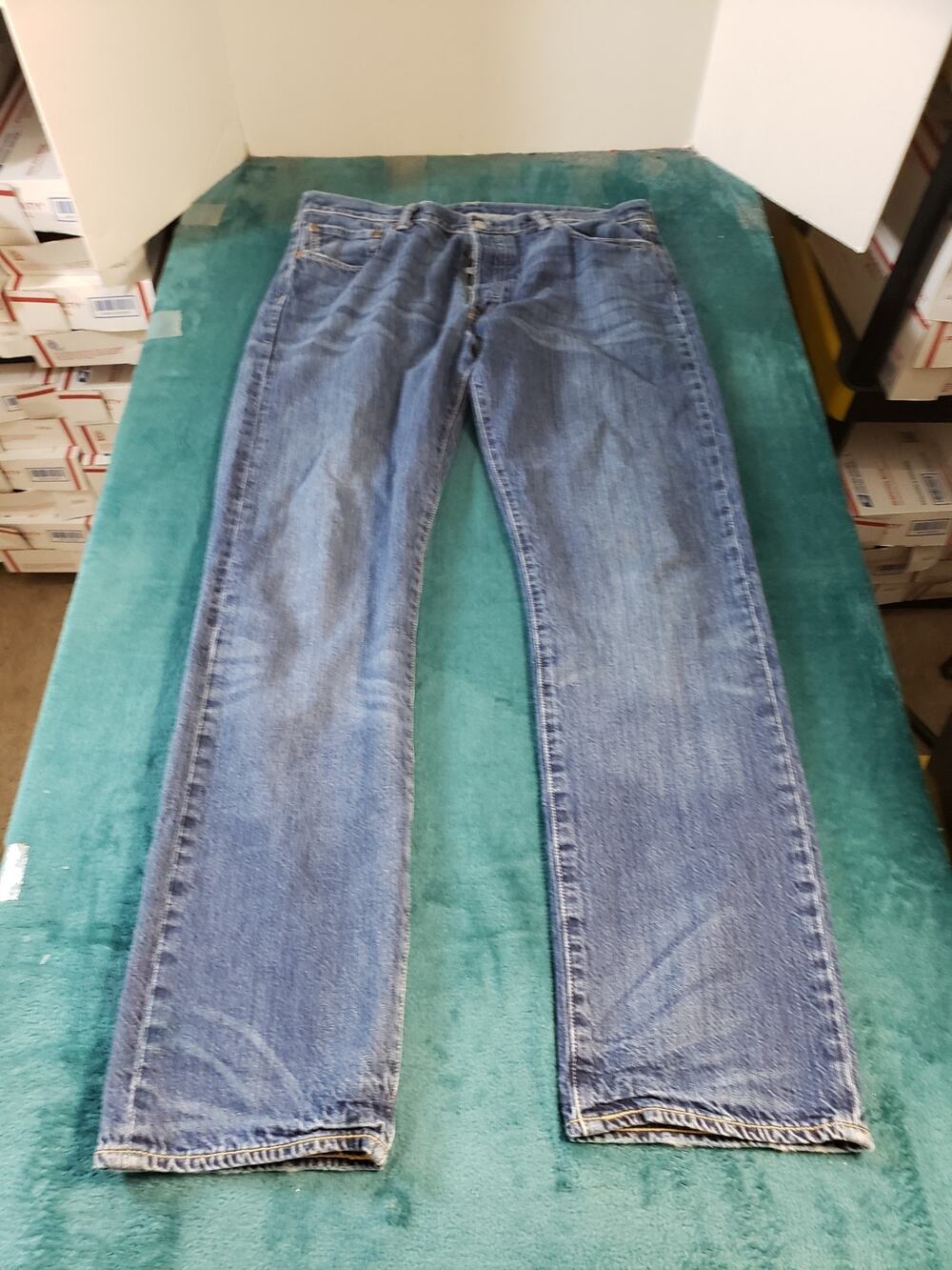 Levis 501 Jeans Size 36x34 Mens Blue Pants Stretch Mid Rise Straight Red Tab